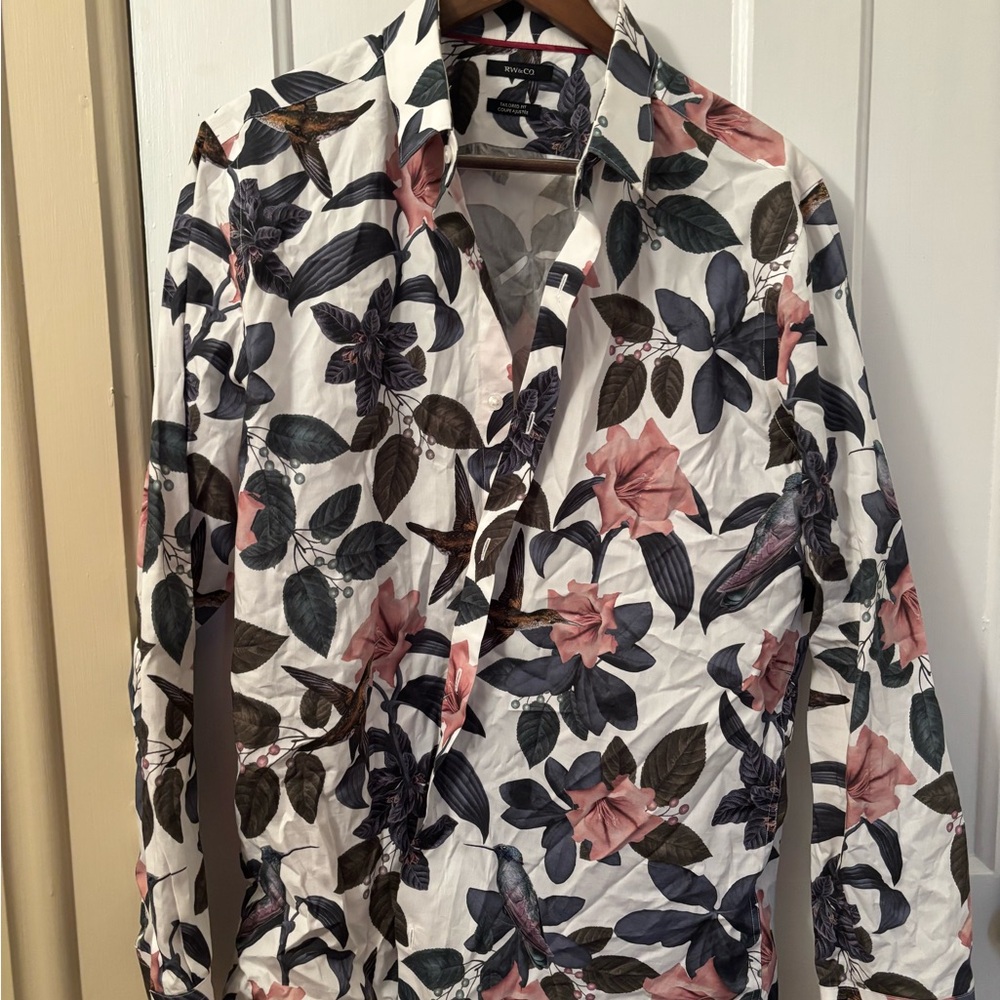 RW&CO. Men’s Floral button down - Pink and Black